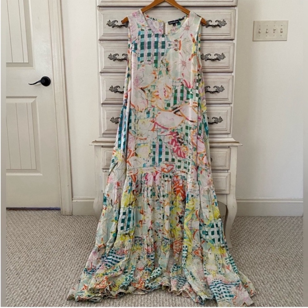 Anthropologie White Ruffled Tiered Maxi Dress Resort Wear